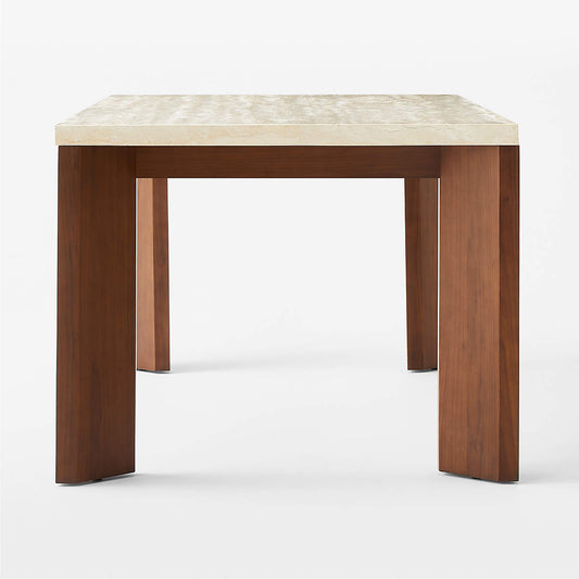 Sydney Rectangular Travetine Dining Table With Walnut Legs 72''