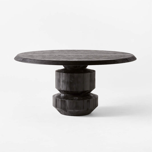 Sylvie 60" Round Black Wood Dining Table