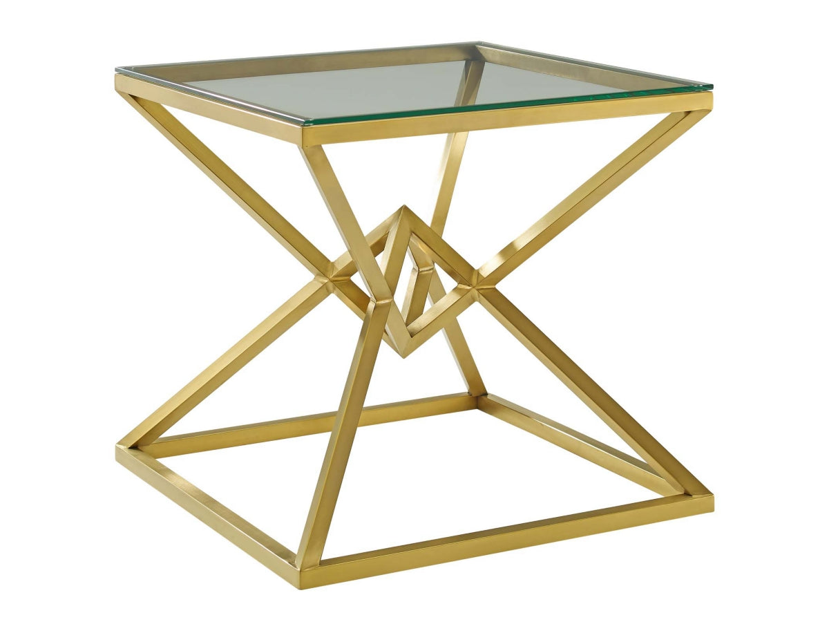 Modway Point Pyramid Glass-Top Side Table