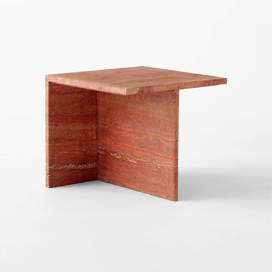 T Red Travertine Side Tables