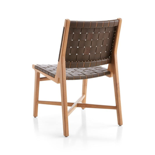 Taj Brown Woven Leather Dining Chair