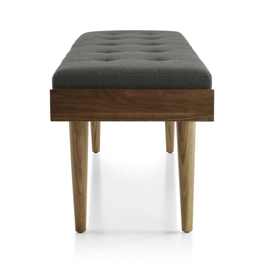 Tate Walnut Slatted Bench With Charcoal Cushion