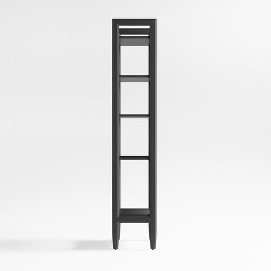 Tate Black Wood 5-Shelf Narrow Bookcase