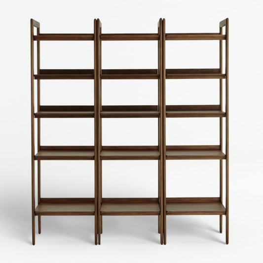 Tate Walnut Bookcases, Set Of 3