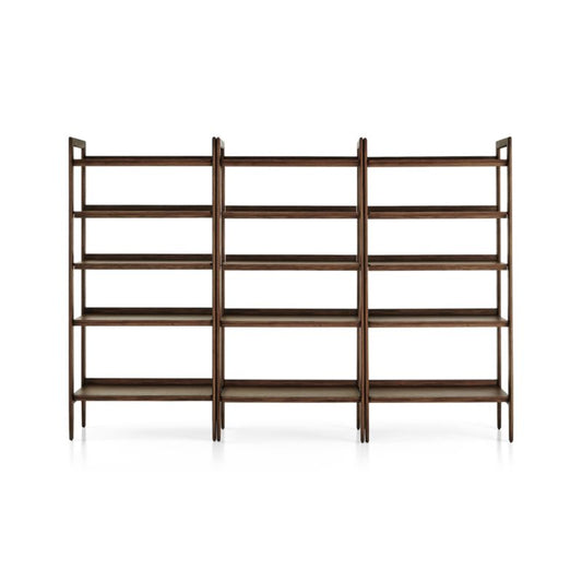 Tate Walnut Wide Bookcases, Set Of 3