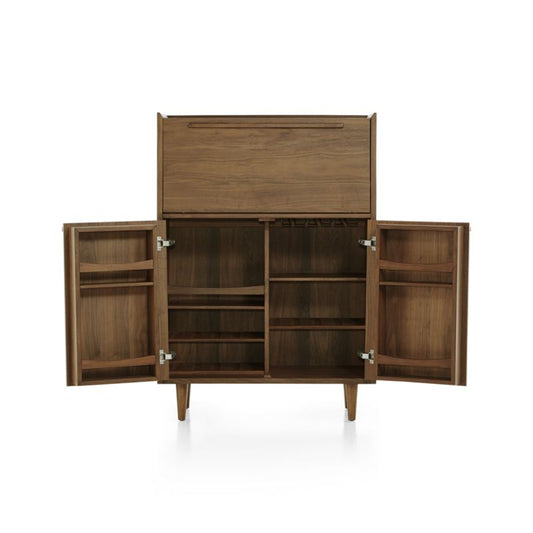 Tate Walnut Lighted Bar Cabinet