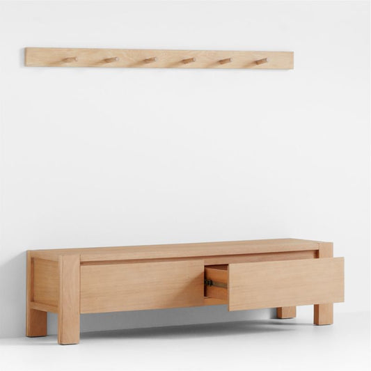 Terra Natural White Oak Wood 2-Piece Entryway Set With Bench