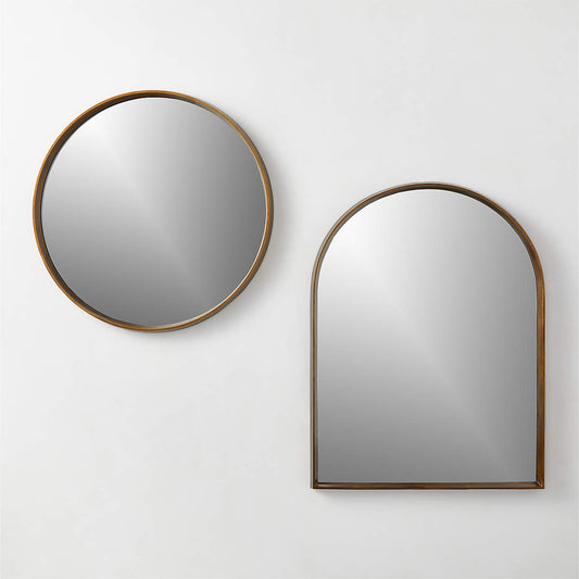 Tesou Arched Brass Cast Aluminium Wall Mirror 30''x40''