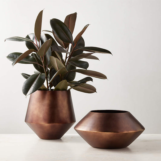 Tonty Brass Blackened Metal Indoor Planters