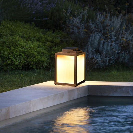 Tradition Corten Aluminum Led Solar Outdoor Lantern 16"