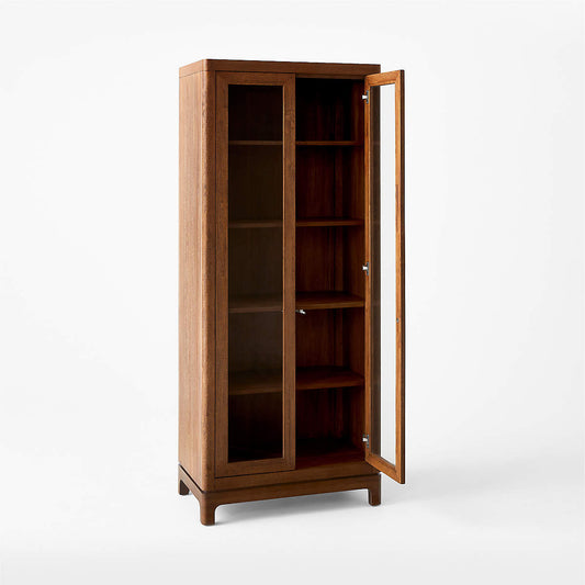 Truman Acacia Wood And Glass Door Tall Cabinet