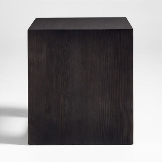 Vernon Ebonized Wood Side Table With Drawer