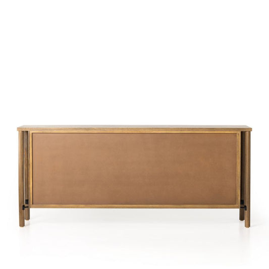 Veta 74" Taupe Cane And Wood Credenza