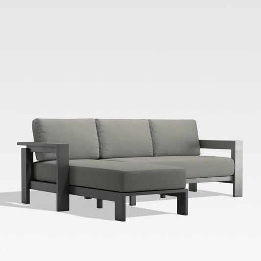 Walker 2-Piece Left Arm Metal Chaise Outdoor Sectional With Graphite Sunbrella ® Cushions.