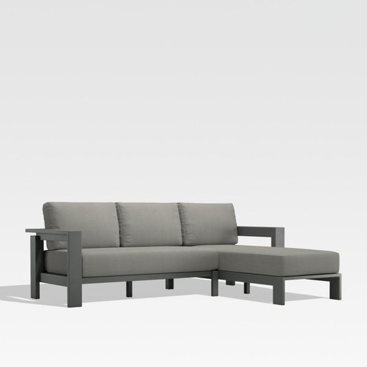 Walker 2-Piece Right Arm Chaise Metal Outdoor Sectional With Graphite Sunbrella ® Cushions.