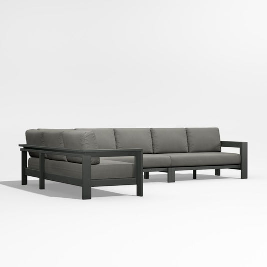 Walker 4-Piece Metal L-Shaped Sectional With Graphite Sunbrella ® Cushions