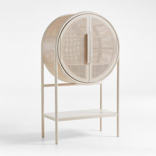 West Whitewash Cane Bar Cabinet By Leanne Ford