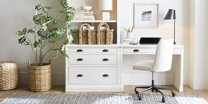 Aubrey Writing Desk With Bookcase & File Cabinet (78")