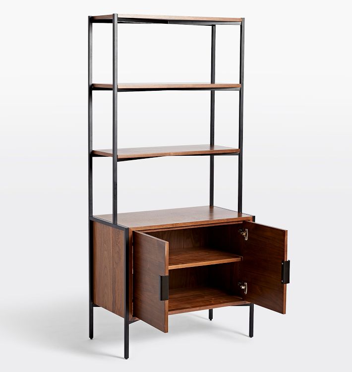 Burton 33" Walnut & Steel Bookshelf