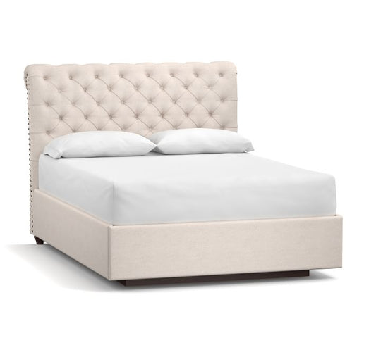 Chesterfield Tufted Upholstered Platform Bed With Footboard Or Side Storage