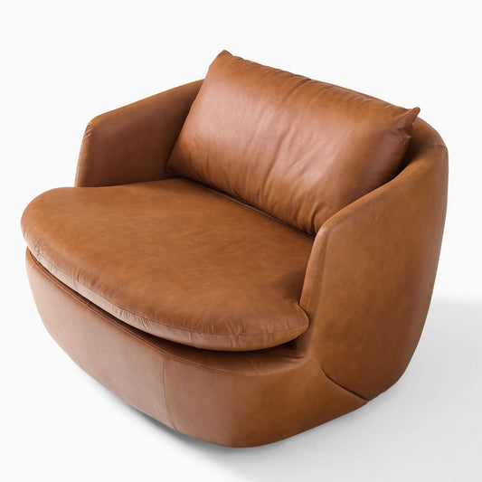 Crescent Leather Grand Swivel Chair