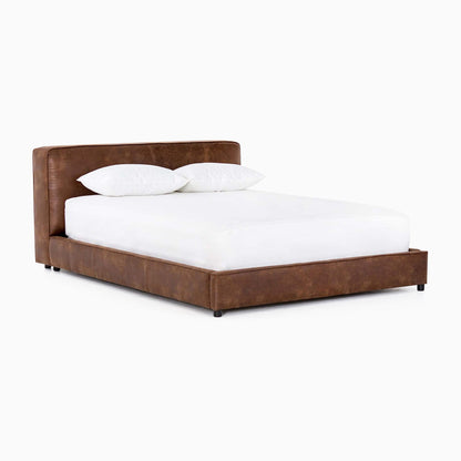 Curved Modern Faux Leather Bed