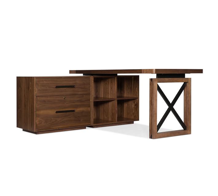 Daniel L-Shape Desk With File Cabinet