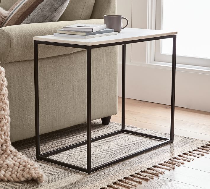 Delaney Rectangular Marble End Table (28")