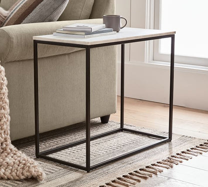 Delaney Rectangular Marble End Table (28")