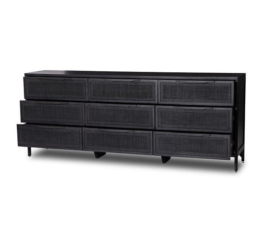 Dolores 9-Drawer Cane Dresser (86")