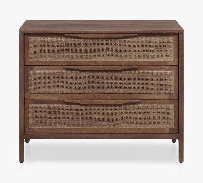 Dolores Cane 3-Drawer Nightstand (32")