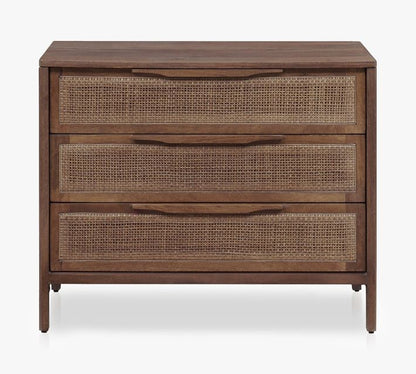 Dolores Cane 3-Drawer Nightstand (32")