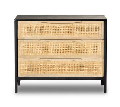 Dolores Cane 3-Drawer Nightstand (32")