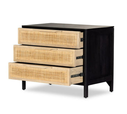 Dolores Cane 3-Drawer Nightstand (32")