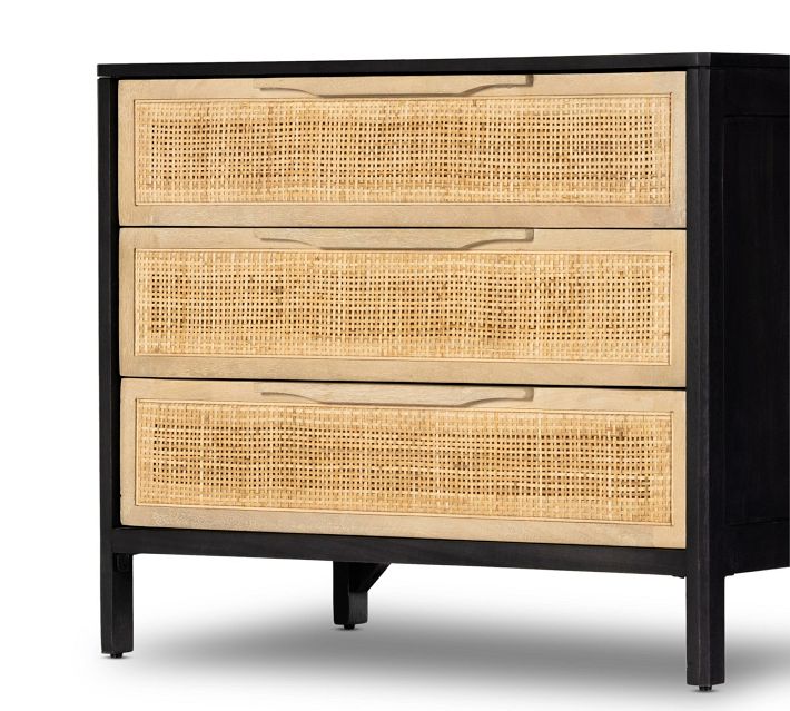 Dolores Cane 3-Drawer Nightstand (32")