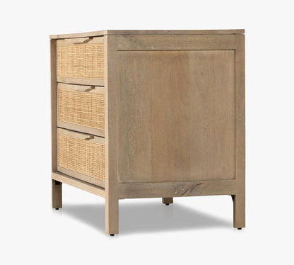 Dolores Cane 3-Drawer Nightstand (32")