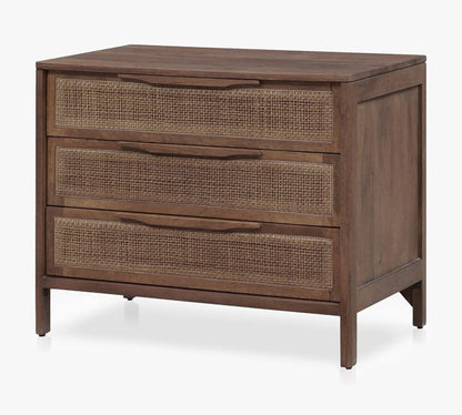 Dolores Cane 3-Drawer Nightstand (32")