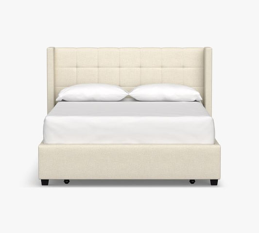 Elliot Upholstered Tufted Shelter Platform Footboard Storage Bed