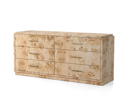 Finlo Burled Wood 6-Drawer Dresser (68")