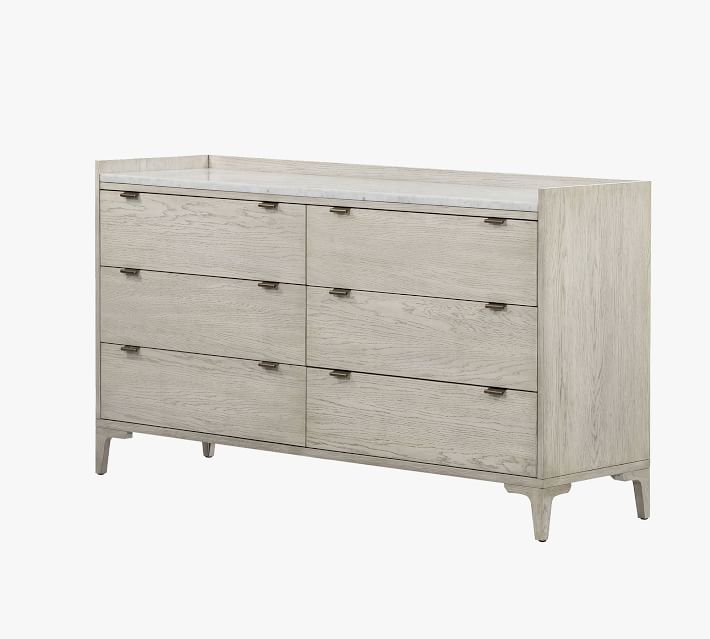 Geary Marble Top 6-Drawer Dresser (60")