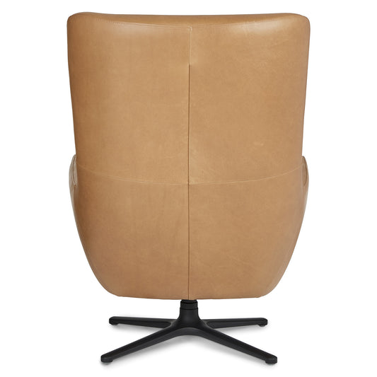 Agga 31" Leather Swivel Lounge Chair - Charme Tan