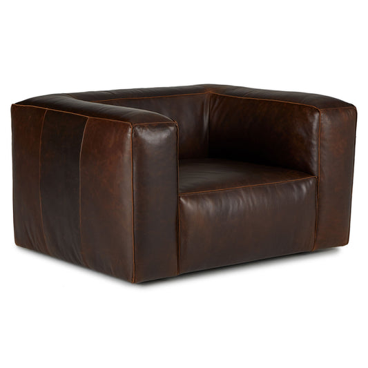 Cigar 44" Leather Swivel Lounge Chair - Rawhide Brown