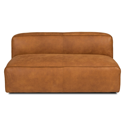 Cigar 56" Leather Loveseat - Rawhide Tan