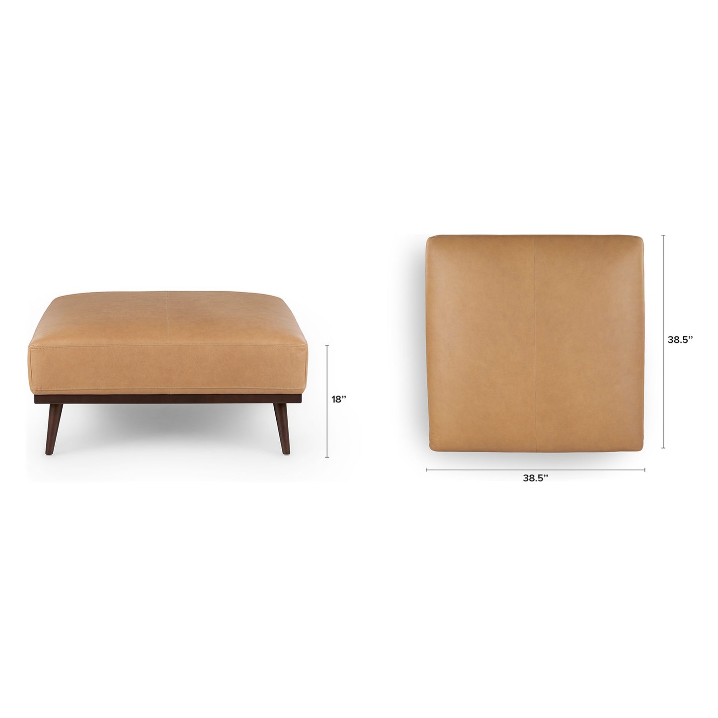 Rhett 38.5" Leather Ottoman - Charme Tan