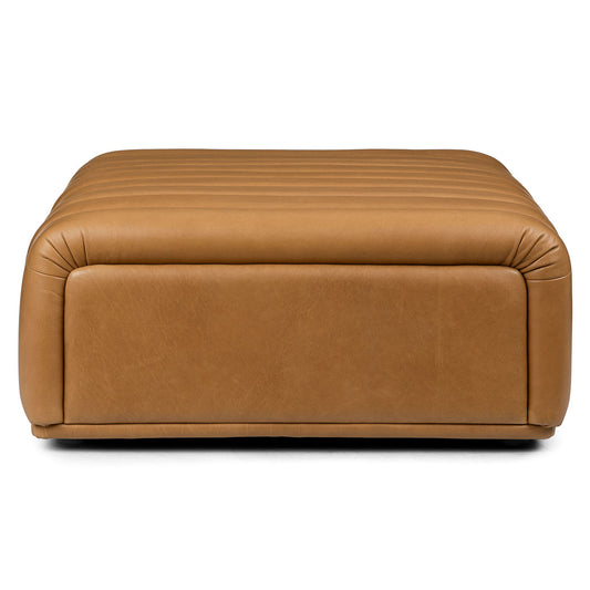 Sefto 39.5" Leather Ottoman - Taos Tan