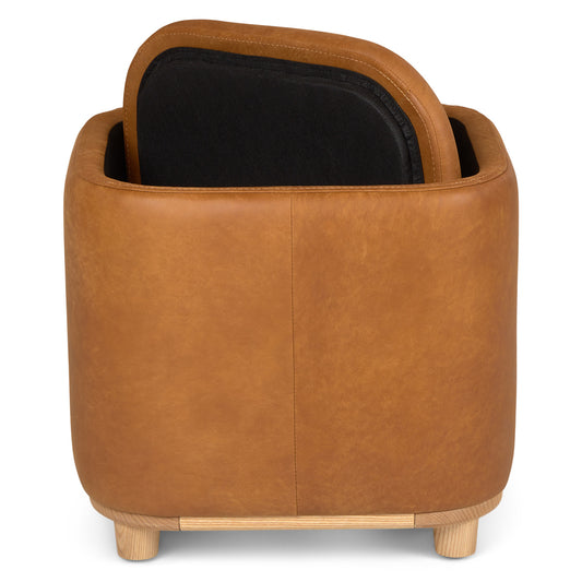 Maribo 19" Leather Storage Ottoman - Rawhide Tan