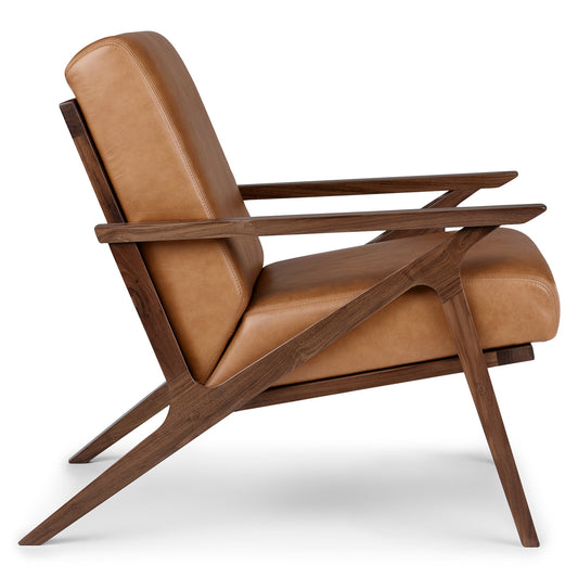 Otio 26" Leather Lounge Chair - Toscana Tan And Walnut