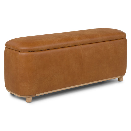 Maribo 48" Leather Storage Ottoman - Rawhide Tan