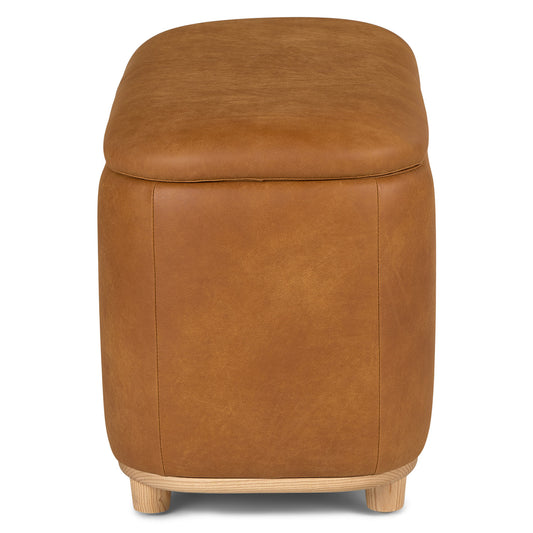 Maribo 32" Leather Storage Ottoman - Rawhide Tan