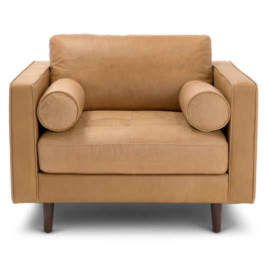 Sven 42" Tufted Leather Lounge Chair - Charme Tan